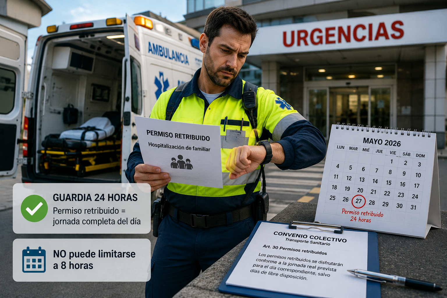 Permisos retribuidos en guardias de 12 y 24 horas: el Supremo confirma que no pueden limitarse a 8 horas